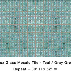 Casart coverings - Teal Faux Glass Mosaic Tile - Wallpaper