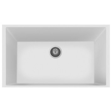 One Series 33" Drop-In Single-Bowl Granite Sink, Brown, Undermount