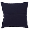 Fringed Design Linen Throw Pillow, Midnight Blue, 20", Down Filled