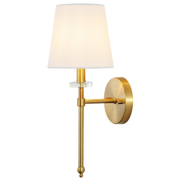 Olivia Modern Midcentury Iron LED Vanity, Brass Gold, 1-Light