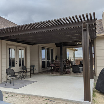 Outdoor Living Area with Pergola and Office Conversion