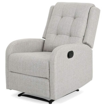 Traditional Recliner, Polyester Padded Seat With Tufted Back and Rounded Arms