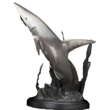 Brass Patina Shark Attack Sculpture