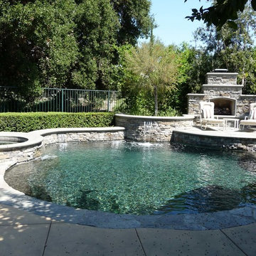Custom Pool and Spa with Outdoor Fireplace in Coto De Caza