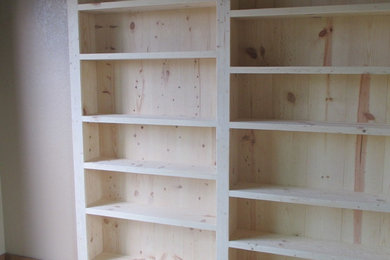 Rustic Built-in Bookcase - Raw Knotty Pine