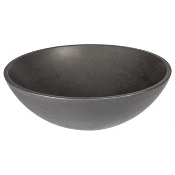 Black Lava Stone Round Vessel Sink Bowl for Bathroom, 16.5 Inch, Round