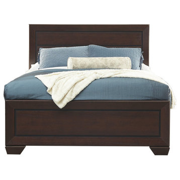 Benzara BM215964 Queen Size Bed with Panel Headboard and Footboard, Cocoa Brown