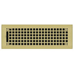 Wholesale Registers - Brass Rockwell Plated Steel Craftsman Floor Register, 4"x14" - Perfect your home or office with our elegant rockwell style floor registers. The polished brass plating  adds a glimmering touch to any room. These 4" x 14" floor vents provide a exceptional durability for the cost as they are constructed of a 3mm thick steel faceplate and steel damper. Compatible with heating and cooling systems, these vents are able to be affixed to the wall using wall clips. These air vents should be installed in a hole measuring 4" x 14" to fit the damper. The dimensions of the faceplate are 5 3/4"" x 15 3/4" and is made from 3mm thick steel.
