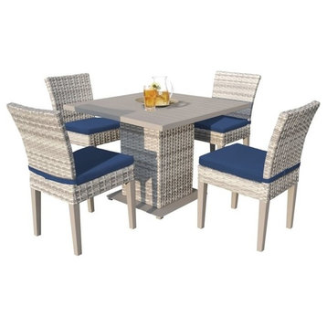 Fairmont 40" Square Patio Dining Table with 4 Armless Chairs in Navy