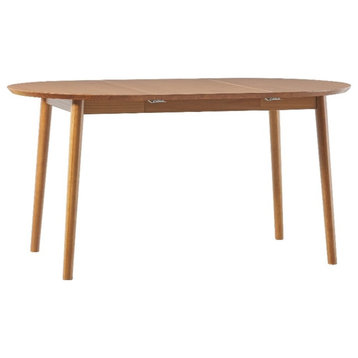 Walker Edison Modern Solid Wood Oval Extension Dining Table - Caramel