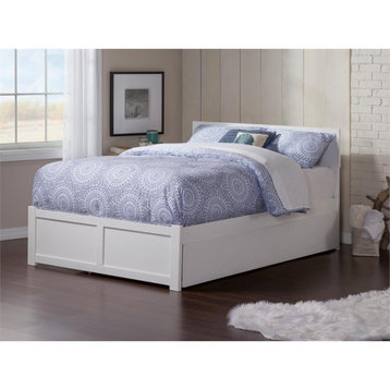 AFI Orlando Queen Solid Wood Platform Bed with Twin XL Trundle in White