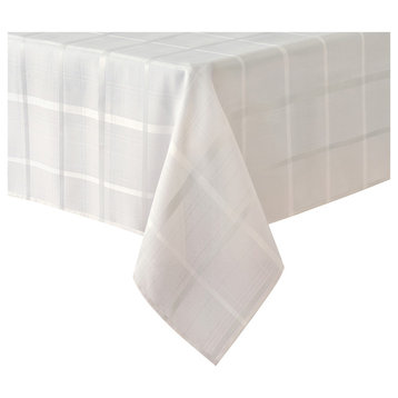 Elegance Plaid Solid Tablecloth, White, 60"x84" Ob