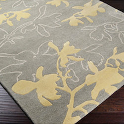 Organic Modern Runner in Bright Yellow and Pussywillow Gray - Rugs