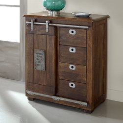 Coast to Coast Four Drawer One Door Cabinet in Warm Brown Mango - Products