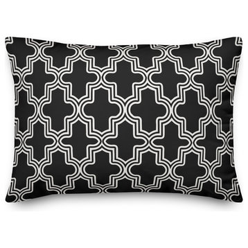 Black and White Moroccan Tile 14x20 Lumbar Pillow