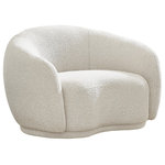 Meridian Furniture - Hyde Boucle Fabric Upholstered, Cream, Chair - Curl up and relax on this Hyde cream boucle fabric . This wide, rounded is as comfortable as it is stylish, making it an excellent addition to your living space. Rich cream boucle fabric upholstery gives a soft touch against your skin and its deep plush cushion provides you with cozy support. Its rounded back is both chic and homey, with its contemporary design sure to add flair to your modern home.