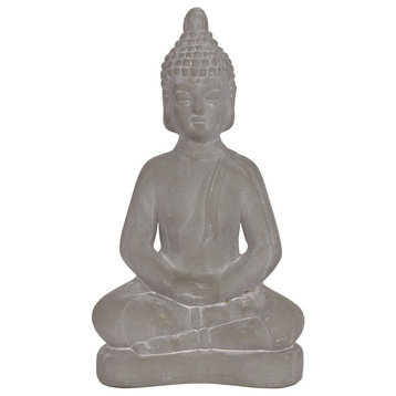 Agra Ceramic Buddha Figurine, Concrete Gray, Small