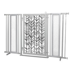 Fusion Gates - Fusion Gate with Chevron Trail Design, Satin Nickel, 60"-65" - Dog Gates