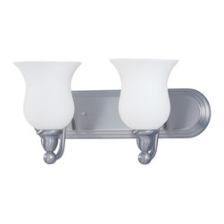Glomar - Glomar 2-Light Brushed Nickel Vanity Light with Satin White Glass - Bathroom Vanity Lighting