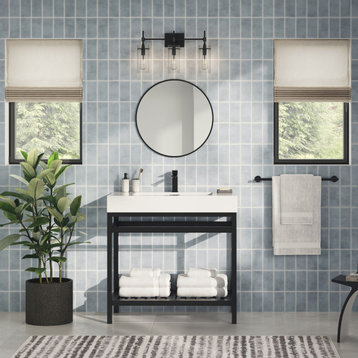 The Nova Bathroom Vanity, Black, 36", Single Sink, Freestanding