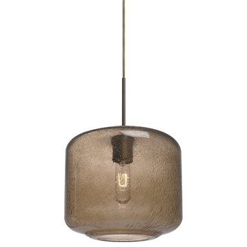 Niles 1-Light Pendant Lighting, Bronze, Smoke Bubble Glass