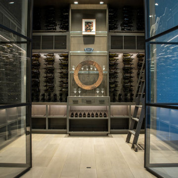 Beverly Hills Modern Wine Cellar with Skylight + Home Gym Sauna