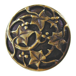 Inviting Home Inc. - Ivy With Berries Knob, Antique-Style Brass - Cabinet And Drawer Knobs