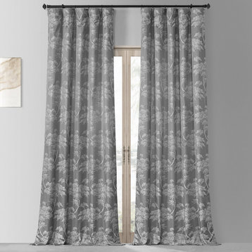 Sequoia Silver Gray Faux Silk Jacquard Curtain Single Panel, 50Wx96L