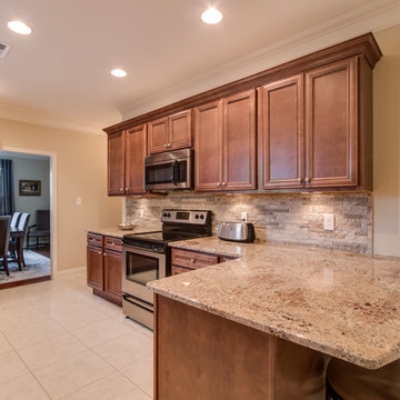 Africa Range Granite used in Kitchen with splitface Backsplashes