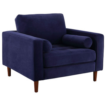Frederick Modern Contemporary Velvet Armchair, Blue