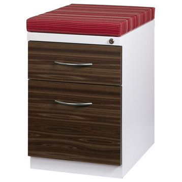 Hirsh 20-in Deep Mobile Pedestal File 2-Drawer Metal Box/File White/Red/Walnut