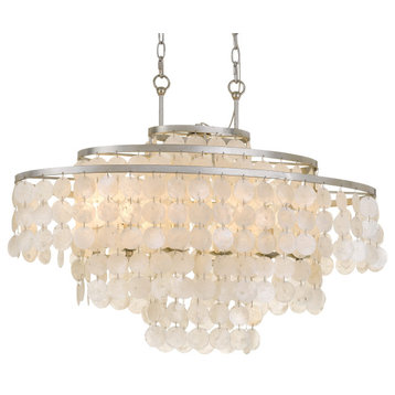 Brielle 6-Light 23" Transitional Chandelier in Antique Silver with Capiz shell