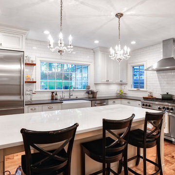 White Inset Kitchen with Large Island