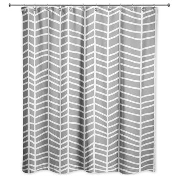 Gray Chevrons 71x74 Shower Curtain