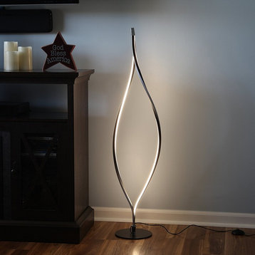 Modern Twist LED Floor Lamp, Platinum Silver