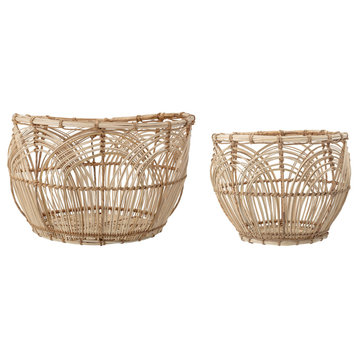 Decorative Beige Rattan Baskets, 2-Piece Set