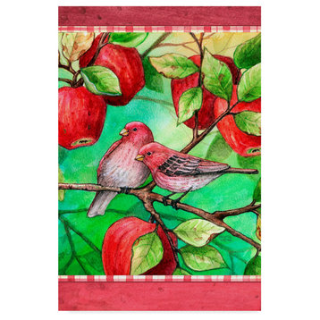 Melinda Hipsher 'Red Finches With Apples' Canvas Art, 19"x12"