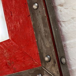 Lourdes Industrial Distressed Steel Framed & Red Painted Reclaimed Scaffolding M - Wall Mirrors