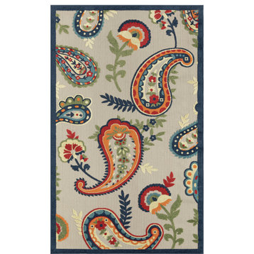 Floral Paisley High-Low Indoor Outdoor Area Rug - 3'6" x 5'6"