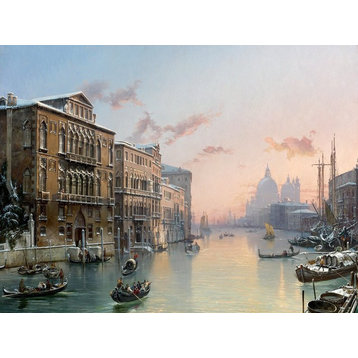 Winter View Grand Canal Venice F. Nerly Tile Mural Backsplash, 6"x8", Matte