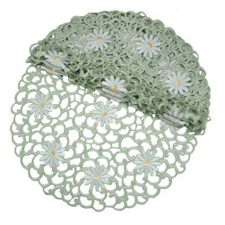 Xia Home Fashions - Daisy Splendor Set of 4 Round Doily, 16", Green - Placemats