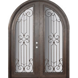 Milano 72x96 Round Top Wrought Iron Double Door 14 Gauge Steel - Front Doors