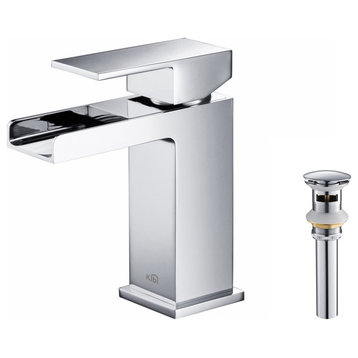 Waterfall Single Handle Bathroom Faucet KBF1004, Chrome, W/ Drain