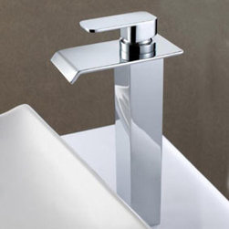 Contemporary Solid Brass Waterfall Bathroom Sink Faucet (Tall) T6006H - Bathroom Sink Faucets