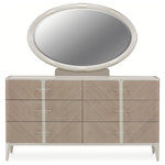 AICO/Michael Amini - AICO Michael Amini Lanterna Dresser with Mirror - Your style, refined. With ribbed accents, acrylic and stainless steel pulls, and soft closing drawers, the Lanterna Dresser brings modern glamour and chic style into one polished look.