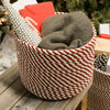 Twisted Christmas Woven Basket, Red/White 16"X16"X14"