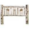Montana Woodworks Wood Twin Headboard with Engraved Bronc Design in Natural