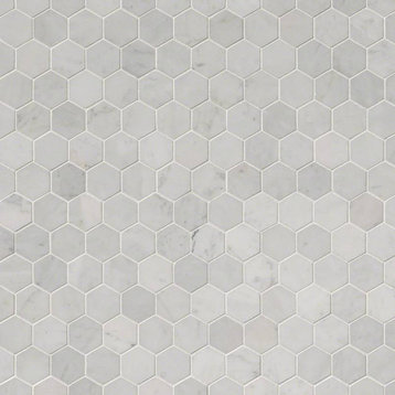 Carrara White 2 Hexagon Polished Marble 2 Hexagon Marble