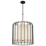 Crystal Lighting Palace - Industrial Bird Cage Fabric Shade 9 Light Adjustable Stem Pendent , Matte Black - Delightfully chic over a dining room table, breakfast bar or kitchen island, this cage pendant light is a clear winner for form and function. Adjustable height rods make it that much more accommodating.