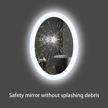 20×28Inch Oval Backlit Anti-fog Dimmable LED Bathroom Mirror